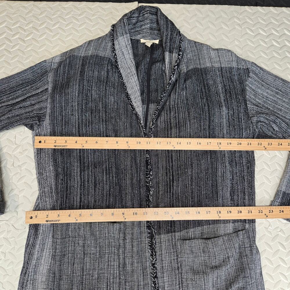 Eileen Fisher Long Cardigan Sweater Small Medium Black Gray Organic Cotton - Picture 8 of 9